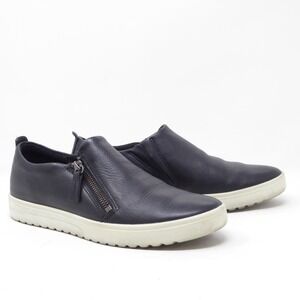 ECCO Womens Soft 7 Fara Zip Slip On Black Leather Sneakers Size US 7 / EU 38